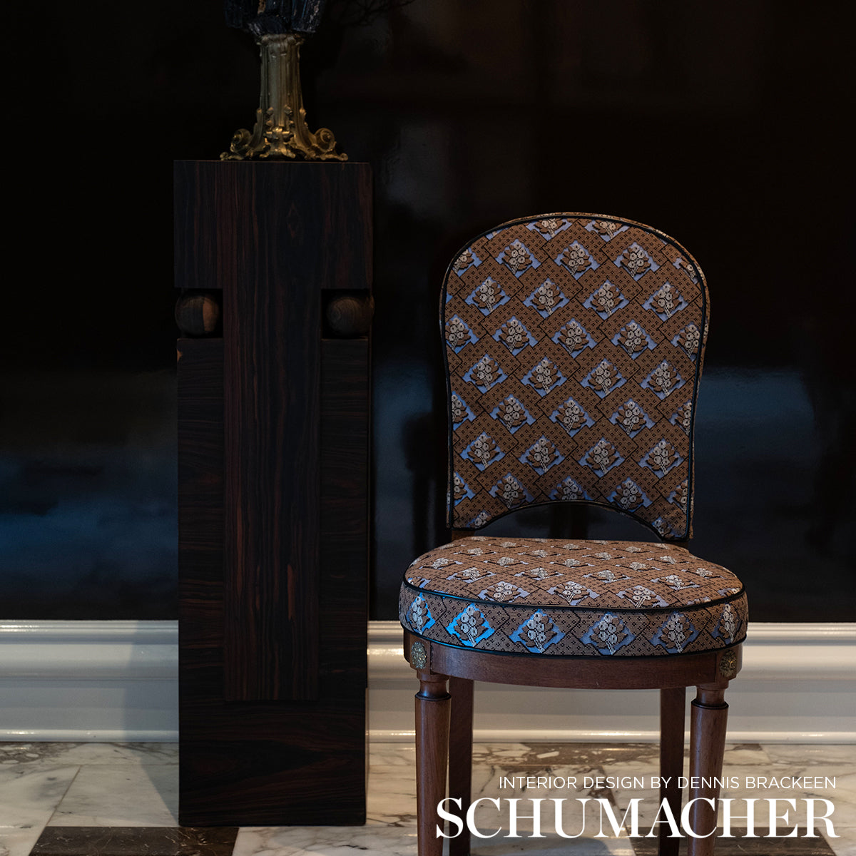 Schumacher Blair Silk Épinglé Charlton Brown Fabric