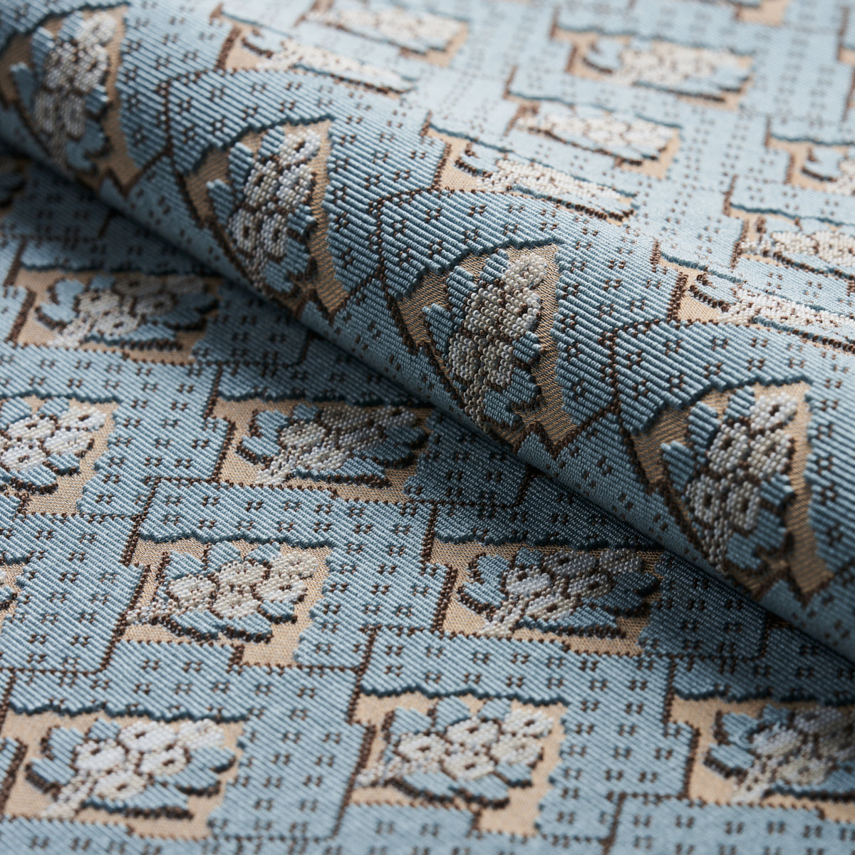 Schumacher Blair Silk Épinglé Worcester Blue Fabric