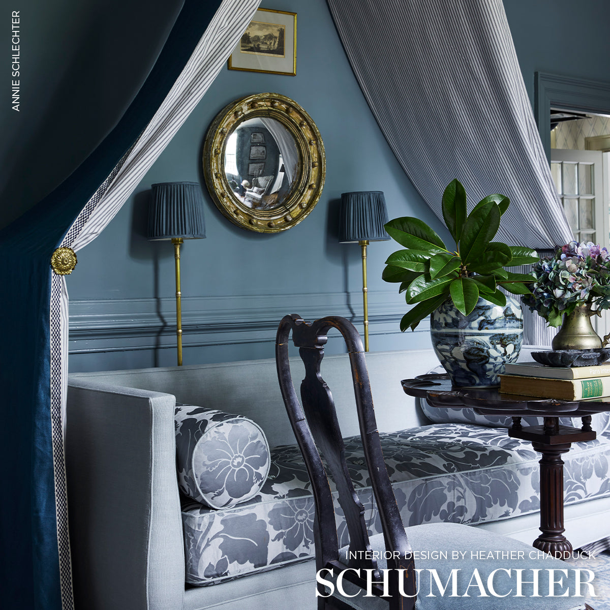 Schumacher 81640 CRAWFORD CHECK TAPE WIDE in INDIGO Trim - W