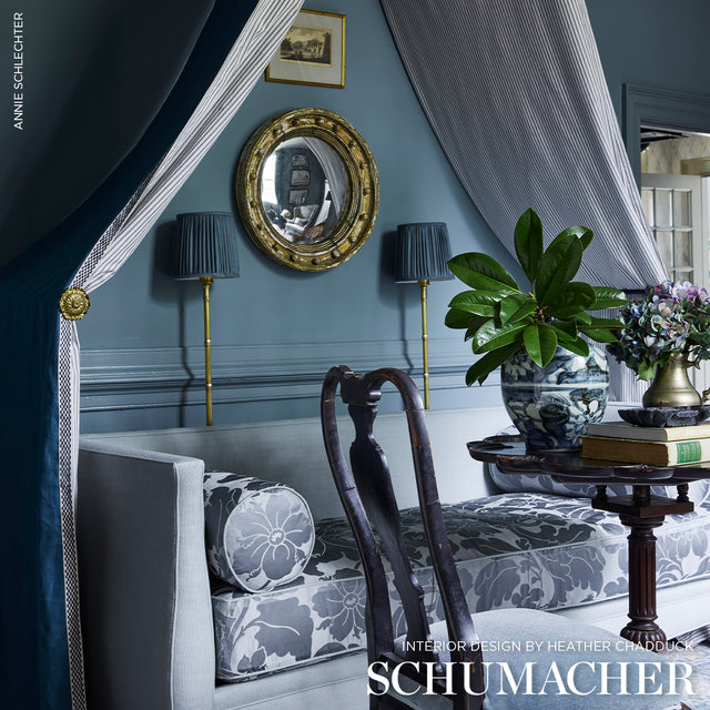 Schumacher 81640 CRAWFORD CHECK TAPE WIDE in INDIGO Trim - W