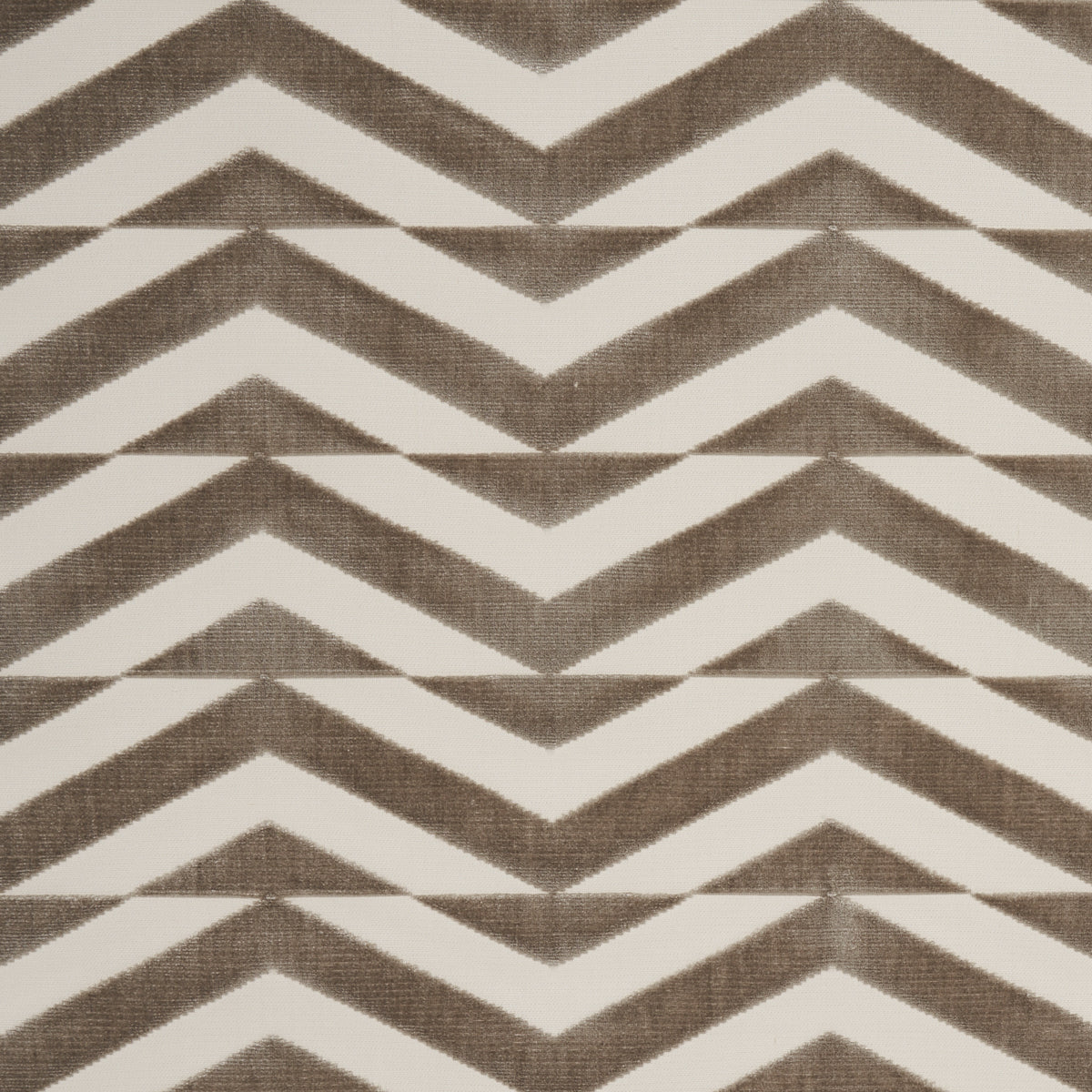 Schumacher Broken Chevron Cut Velvet Taupe On Ivory Fabric