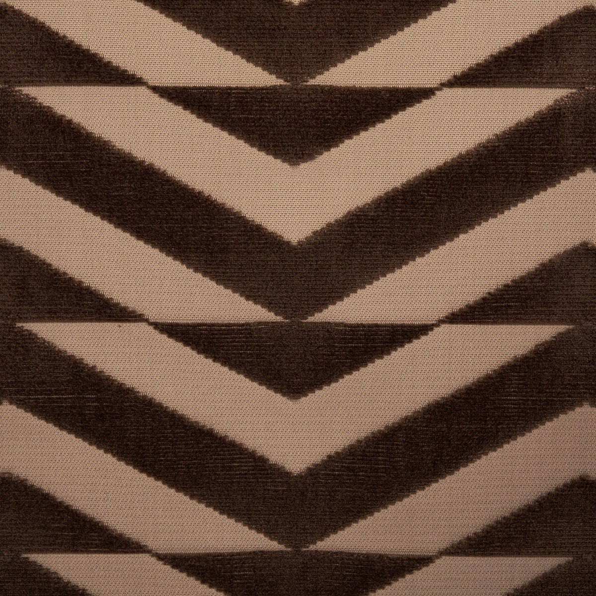 Schumacher Broken Chevron Cut Velvet Brown On Camel Fabric