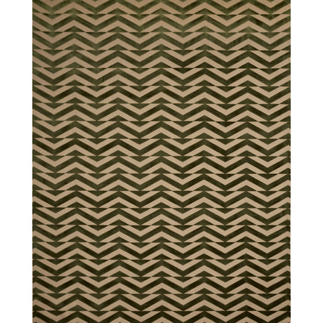 Schumacher Broken Chevron Cut Velvet Olive On Khaki Fabric
