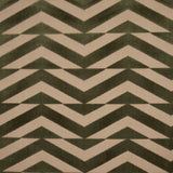 Schumacher Broken Chevron Cut Velvet Olive On Khaki Fabric