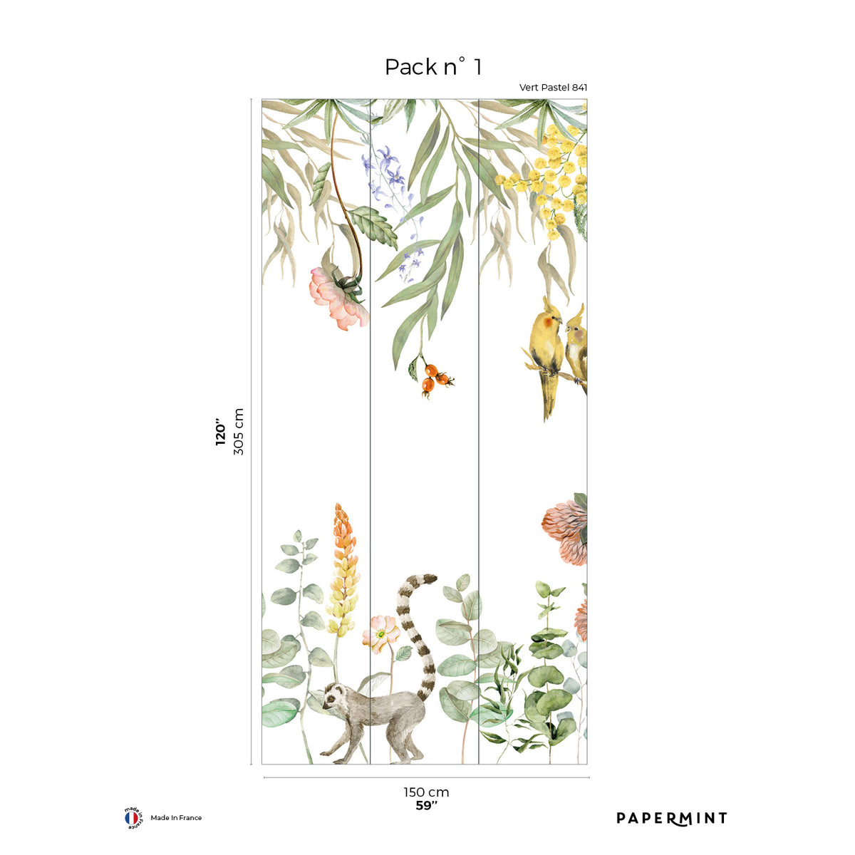Papermint Alice Pack 1 in Green Wall Mural 8184-AA1-A