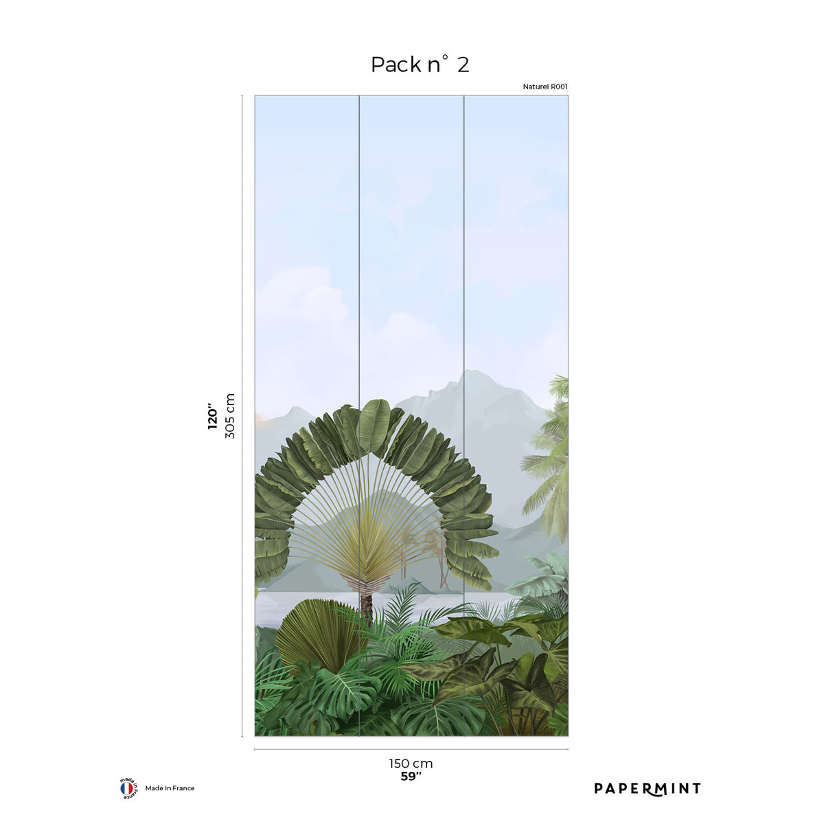 Papermint Amazonia Pack 2 in Blue Wall Mural 8184-AC1-B