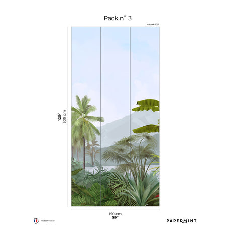 Papermint Amazonia Pack 3 in Blue Wall Mural 8184-AC1-C
