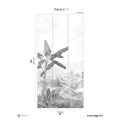 Papermint Amazonia Pack 1 in Grey Wall Mural 8184-AC3-A