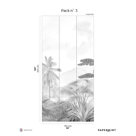 Papermint Amazonia Pack 3 in Grey Wall Mural 8184-AC3-C