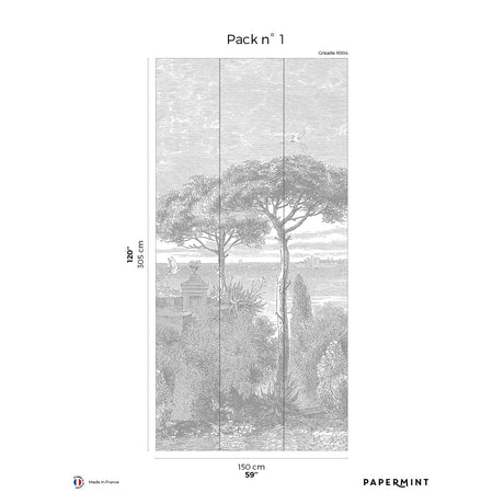 Papermint By the Sea Pack 1 in Grey Wall Mural 8184-AE1-A