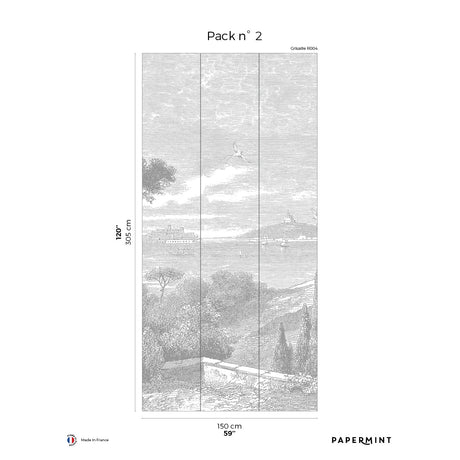 Papermint By the Sea Pack 2 in Grey Wall Mural 8184-AE1-B