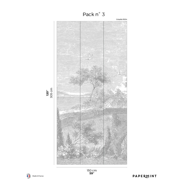 Papermint By the Sea Pack 3 in Grey Wall Mural 8184-AE1-C