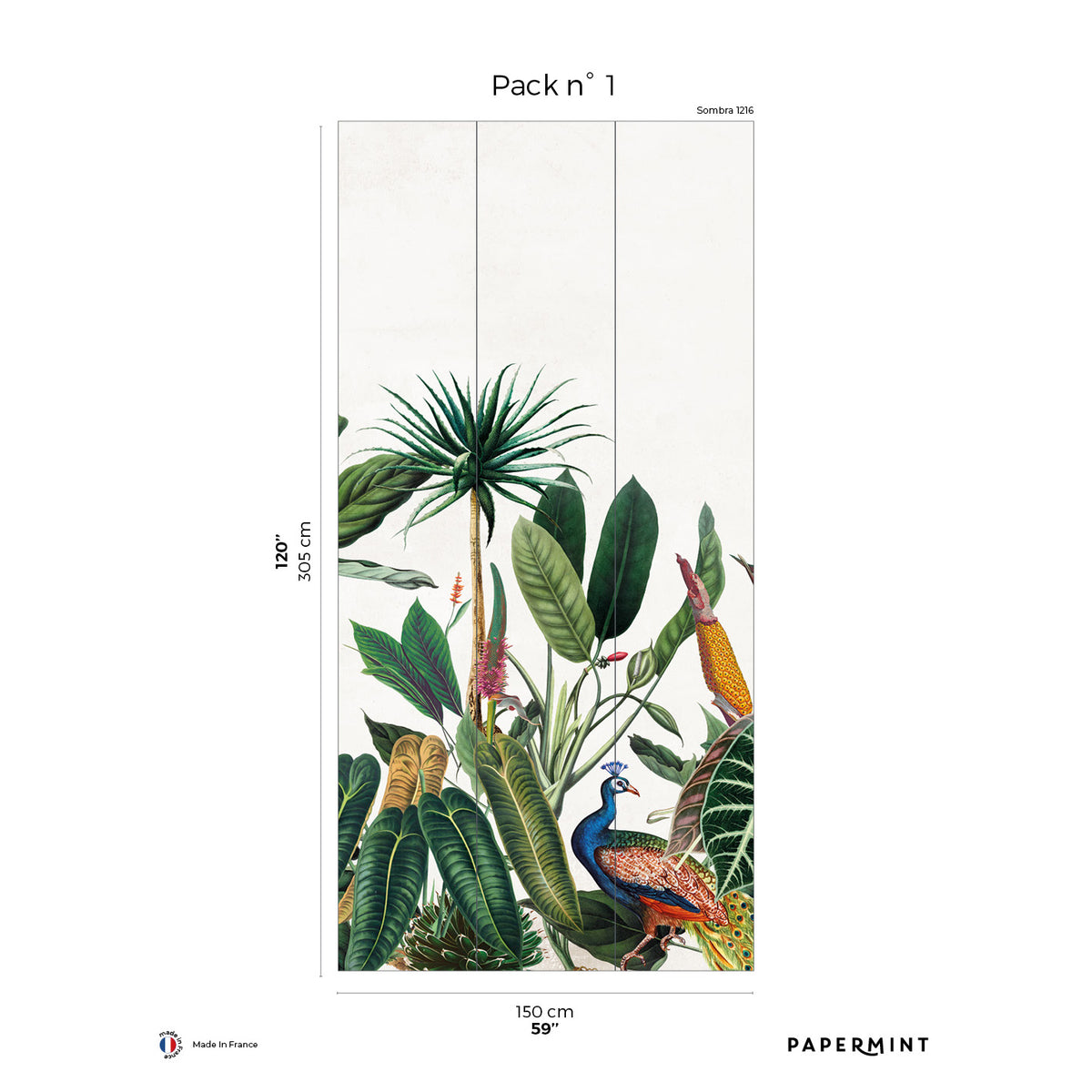 Papermint Bornéo Pack 1 in Green Wall Mural 8184-AG1-A