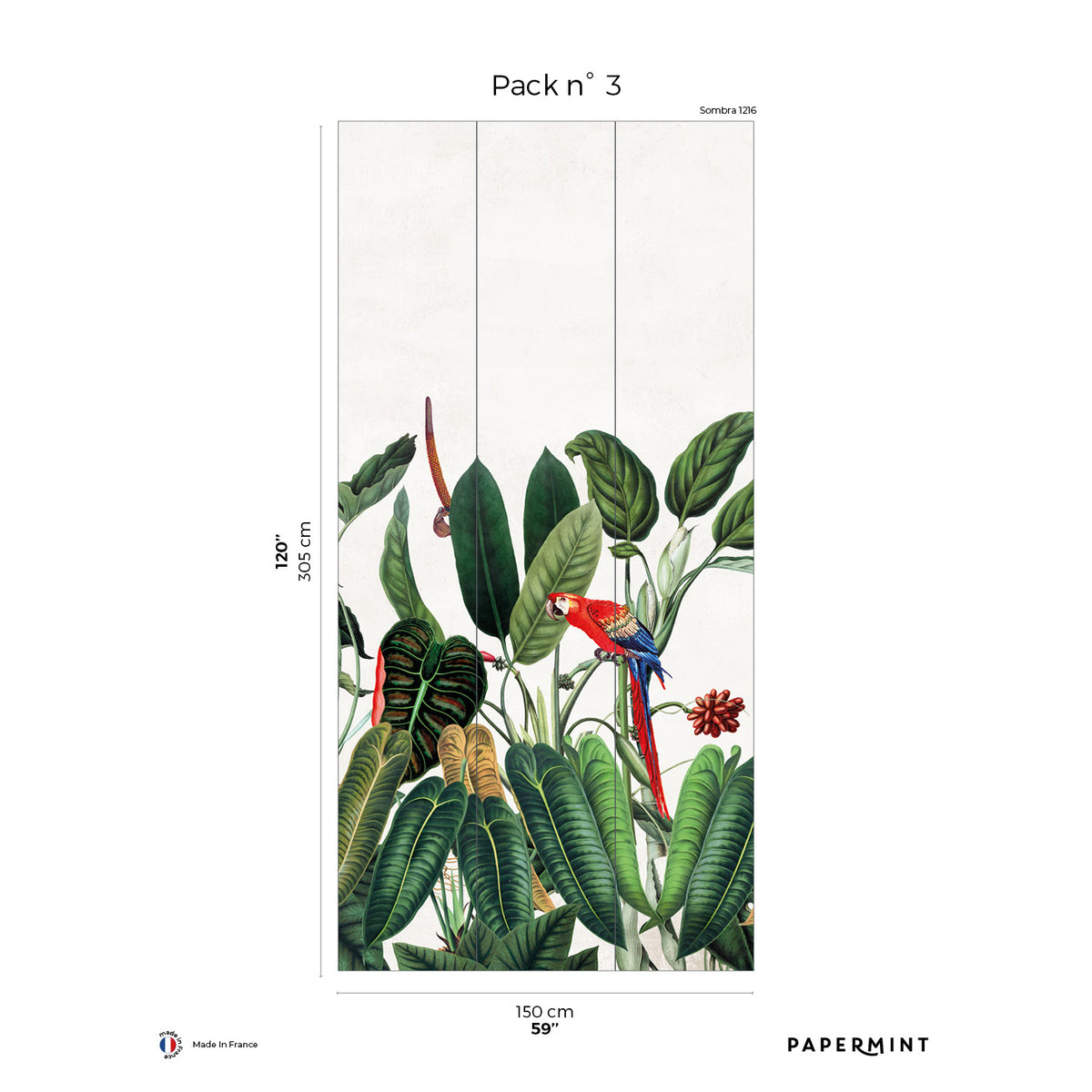 Papermint Bornéo Pack 3 in Green Wall Mural 8184-AG1-C