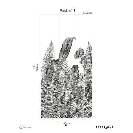 Papermint Botanic Pack 1 in Grey Wall Mural 8184-AH2-A