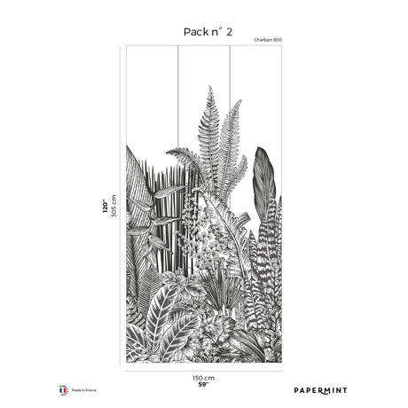 Papermint Botanic Pack 2 in Grey Wall Mural 8184-AH2-B