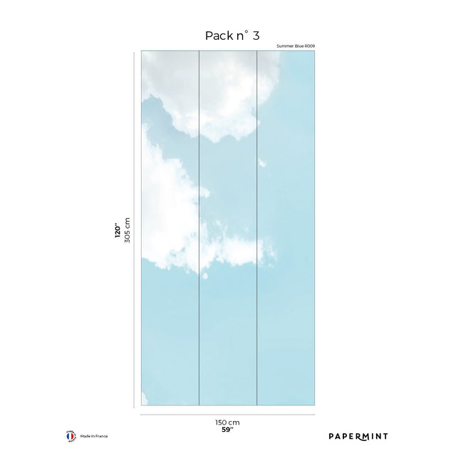 Papermint Summer Sky Pack 3 in Blue Wall Mural 8184-AO1-C