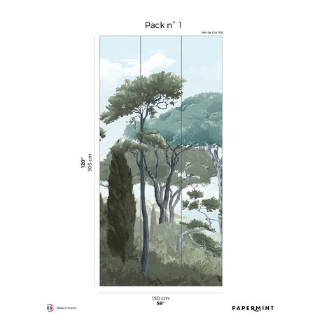 Papermint French Riviera Pack 1 in Grey Wall Mural 8184-AQ1-