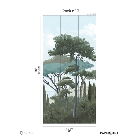 Papermint French Riviera Pack 3 in Grey Wall Mural 8184-AQ1-