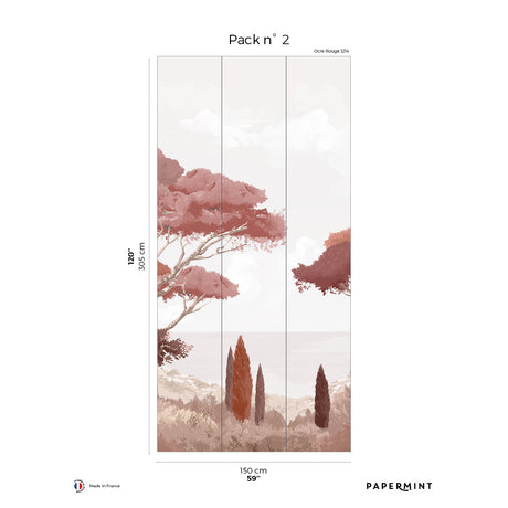 Papermint French Riviera Pack 2 in Red Wall Mural 8184-AQ2-B
