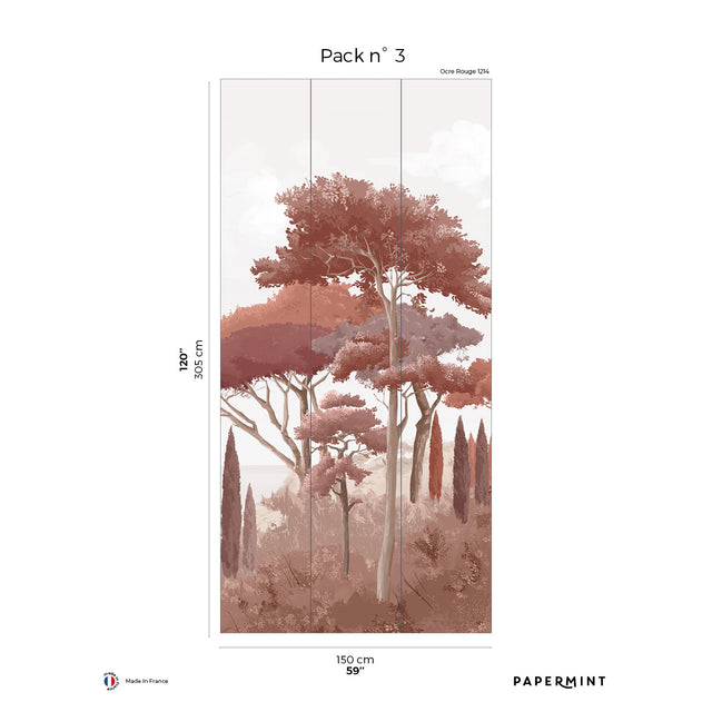 Papermint French Riviera Pack 3 in Red Wall Mural 8184-AQ2-C