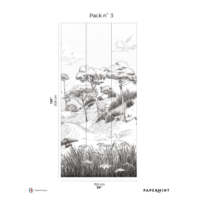 Papermint Wild Coast Pack 3 in Grey Wall Mural 8184-AR1-C