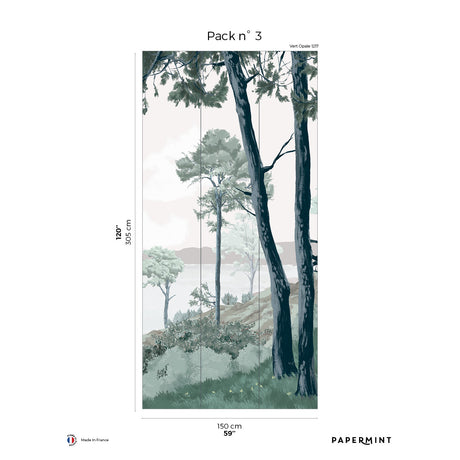 Papermint Crozon Pack 3 in Green Wall Mural 8184-AS1-C