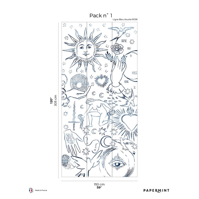 Papermint Divine Pack 1 in Navy Wall Mural 8184-AU1-A