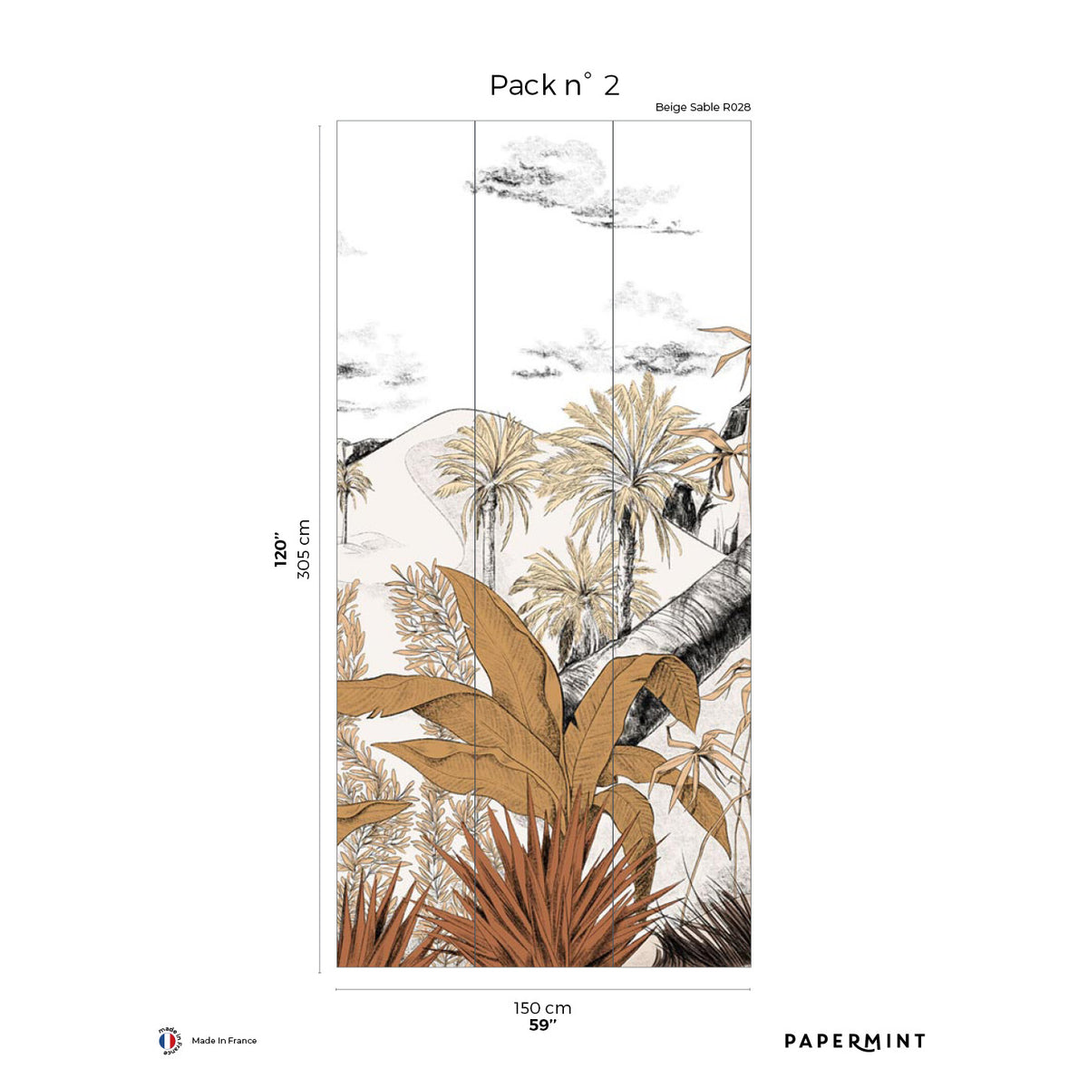 Papermint Dune Pack 2 in Beige Wall Mural 8184-AW1-B