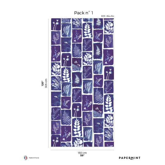 Papermint Botanical Imprint Pack 1 in Navy Wall Mural 8184-A