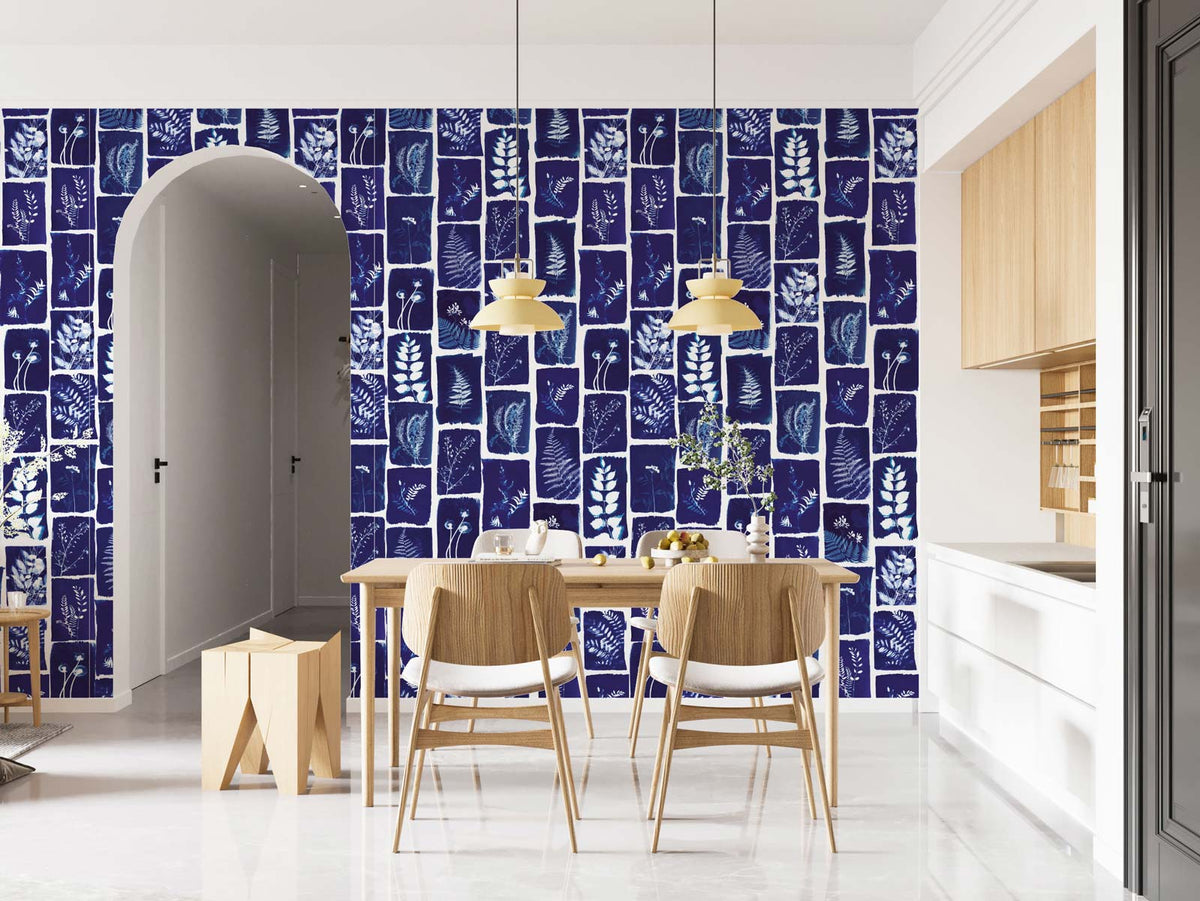 Papermint Botanical Imprint Pack 1 in Navy Wall Mural 8184-A