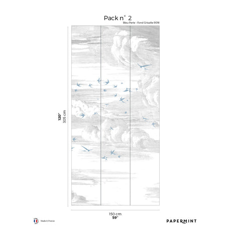 Papermint Soaring Pack 2 in White Wall Mural 8184-AY2-B
