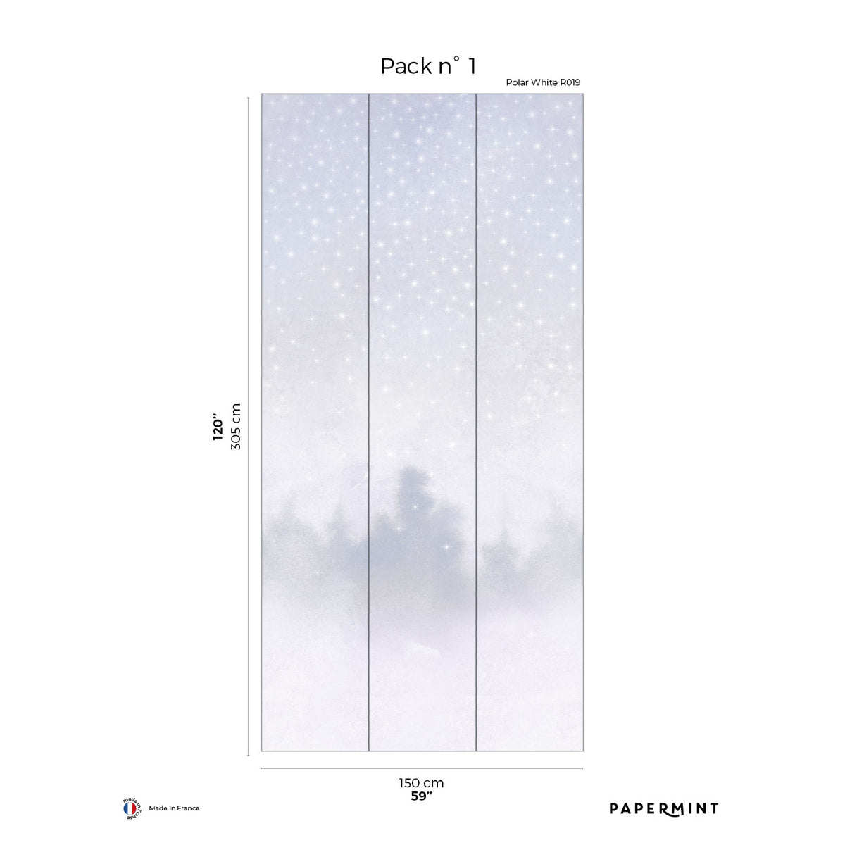 Papermint Starlights Pack 1 in White Wall Mural 8184-AZ1-A