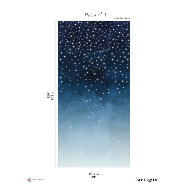 Papermint Starlights Pack 1 in Navy Wall Mural 8184-AZ1-B