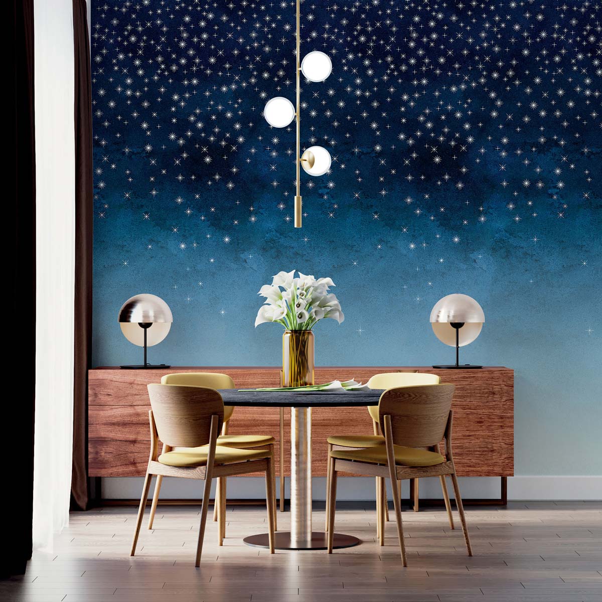 Papermint Starlights Pack 1 in Navy Wall Mural 8184-AZ1-B