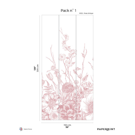 Papermint Flora Pack 1 in Pink Wall Mural 8184-BC2-A