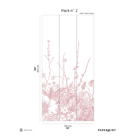 Papermint Flora Pack 2 in Pink Wall Mural 8184-BC2-B