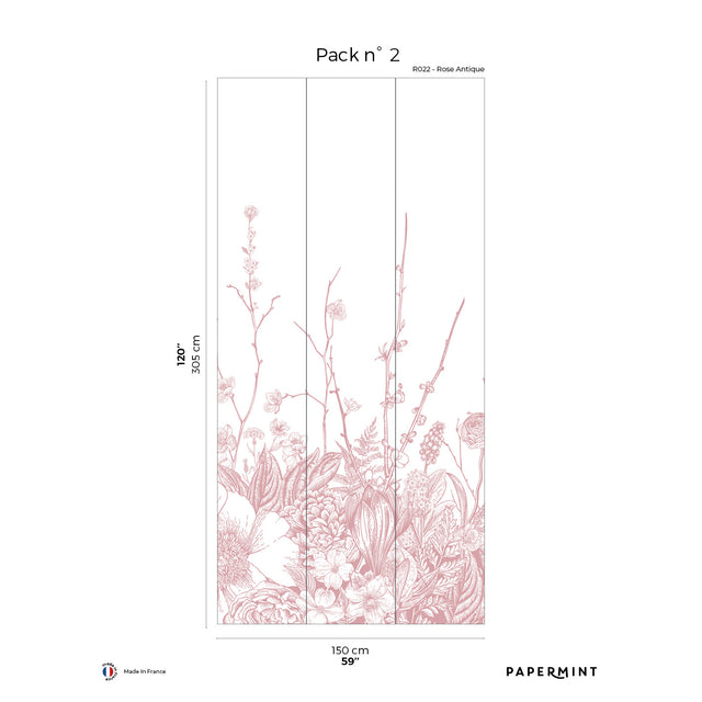 Papermint Flora Pack 2 in Pink Wall Mural 8184-BC2-B