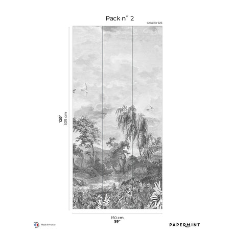 Papermint Fontainebleau Pack 2 in Grey Wall Mural 8184-BD1-B