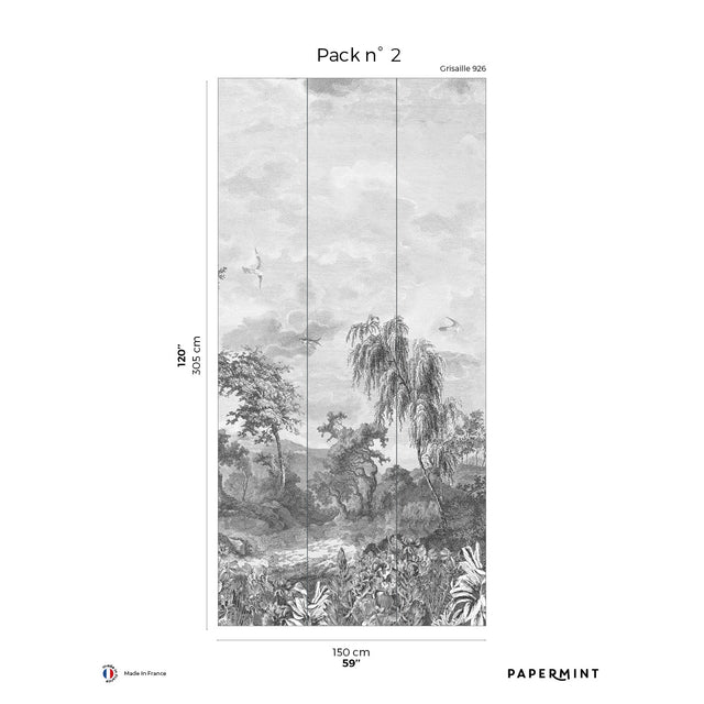 Papermint Fontainebleau Pack 2 in Grey Wall Mural 8184-BD1-B