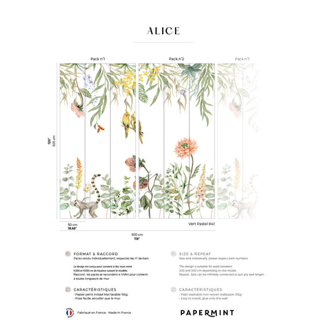 Papermint Alice Pack 1 & 2 in Green Wall Mural 8184-BDL-AA