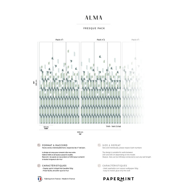 Papermint Alma Pack 1 & 2 in Grey Wall Mural 8184-BDL-AB4