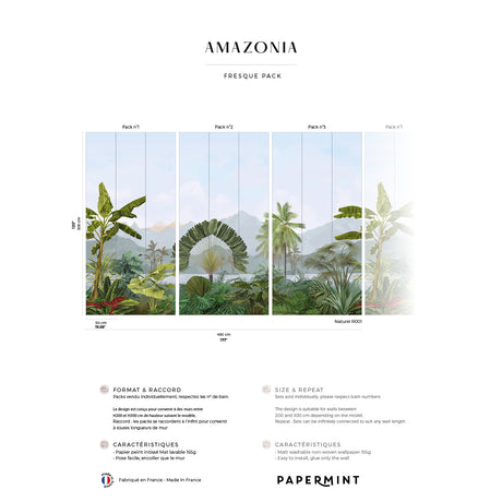 Papermint Amazonia Pack 1, 2 & 3 in Blue Wall Mural 8184-BDL