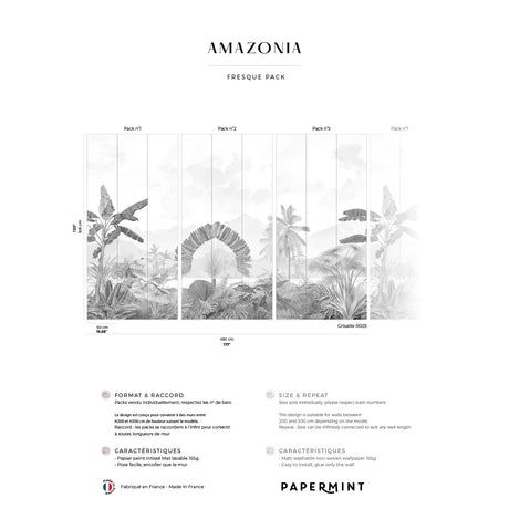 Papermint Amazonia Pack 1, 2 & 3 in Grey Wall Mural 8184-BDL