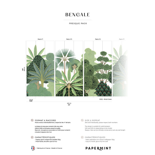 Papermint Bengal Pack 1, 2 & 3 in Green Wall Mural 8184-BDL-