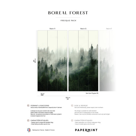 Papermint Boreal Pack 1 & 2 in Green Wall Mural 8184-BDL-AF