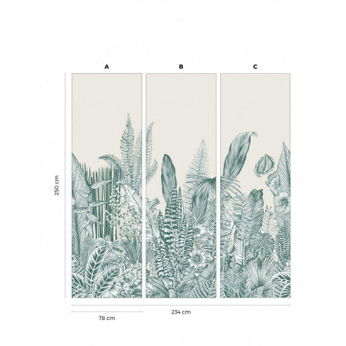 Papermint Botanic Pack 1 & 2 in Green Wall Mural 8184-BDL-AH