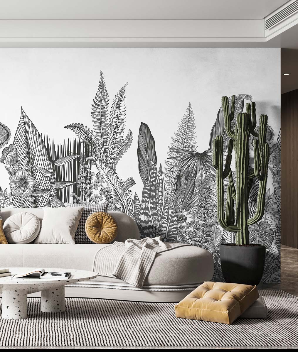 Papermint Botanic Pack 1 & 2 in Grey Wall Mural 8184-BDL-AH2