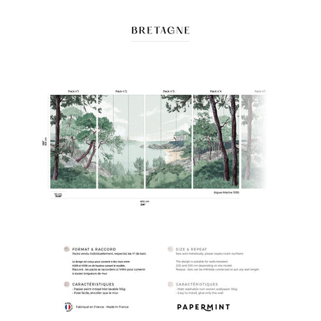 Papermint Bretagne Pack 1, 2, 3 & 4 in Green Wall Mural 8184