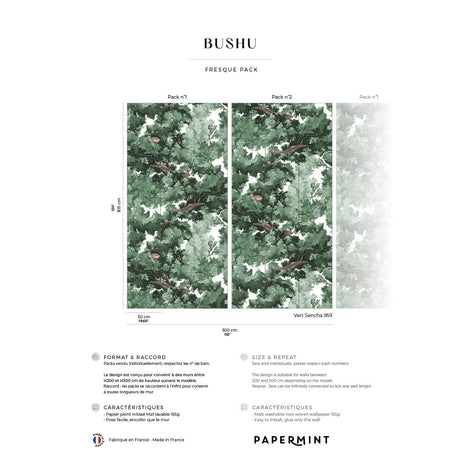 Papermint Bushu Pack 1 & 2 in Green Wall Mural 8184-BDL-AK1